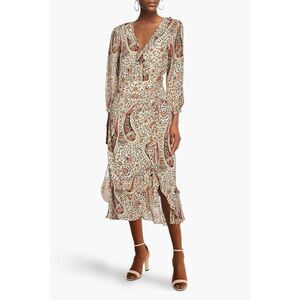 VERONICA BEARD Derby wrap effect paisley midi dress Silk Size 6
